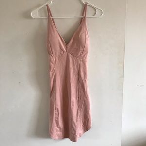 Nude/Light Pink Suede Bodycon Dress